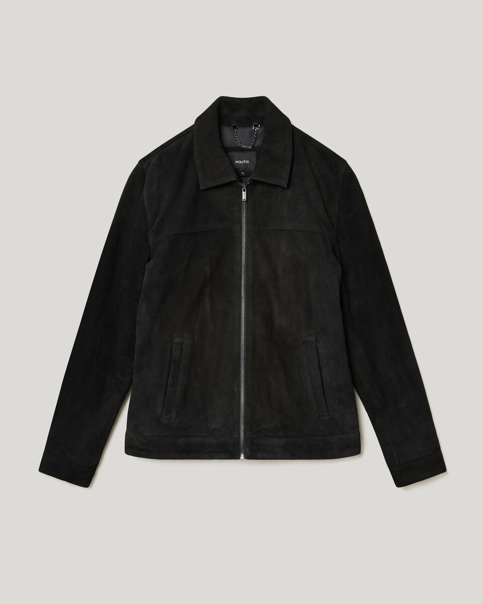 Owen Premium Suede Leather Jacket, Black, hi-res